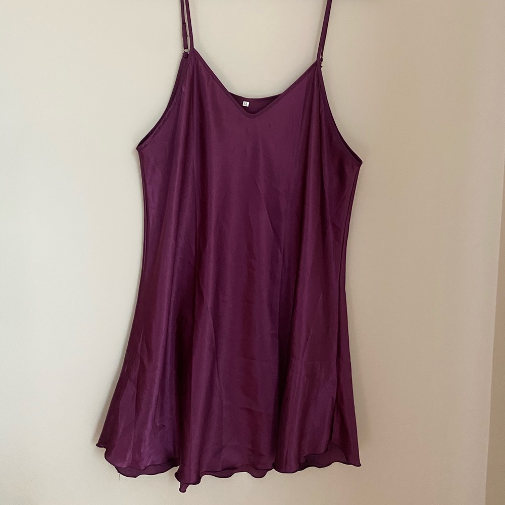 Purple Satin Slip Dress